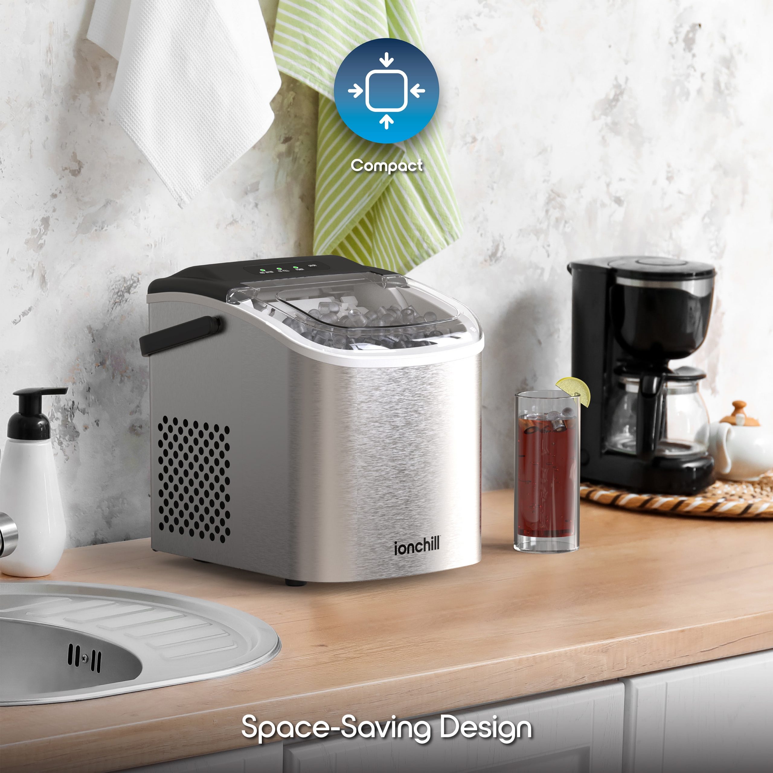 Ionchill Quick Cube Ice Machine, 26lbs/24hrs Portable Countertop Bullet Cubed Ice Maker - Image 3