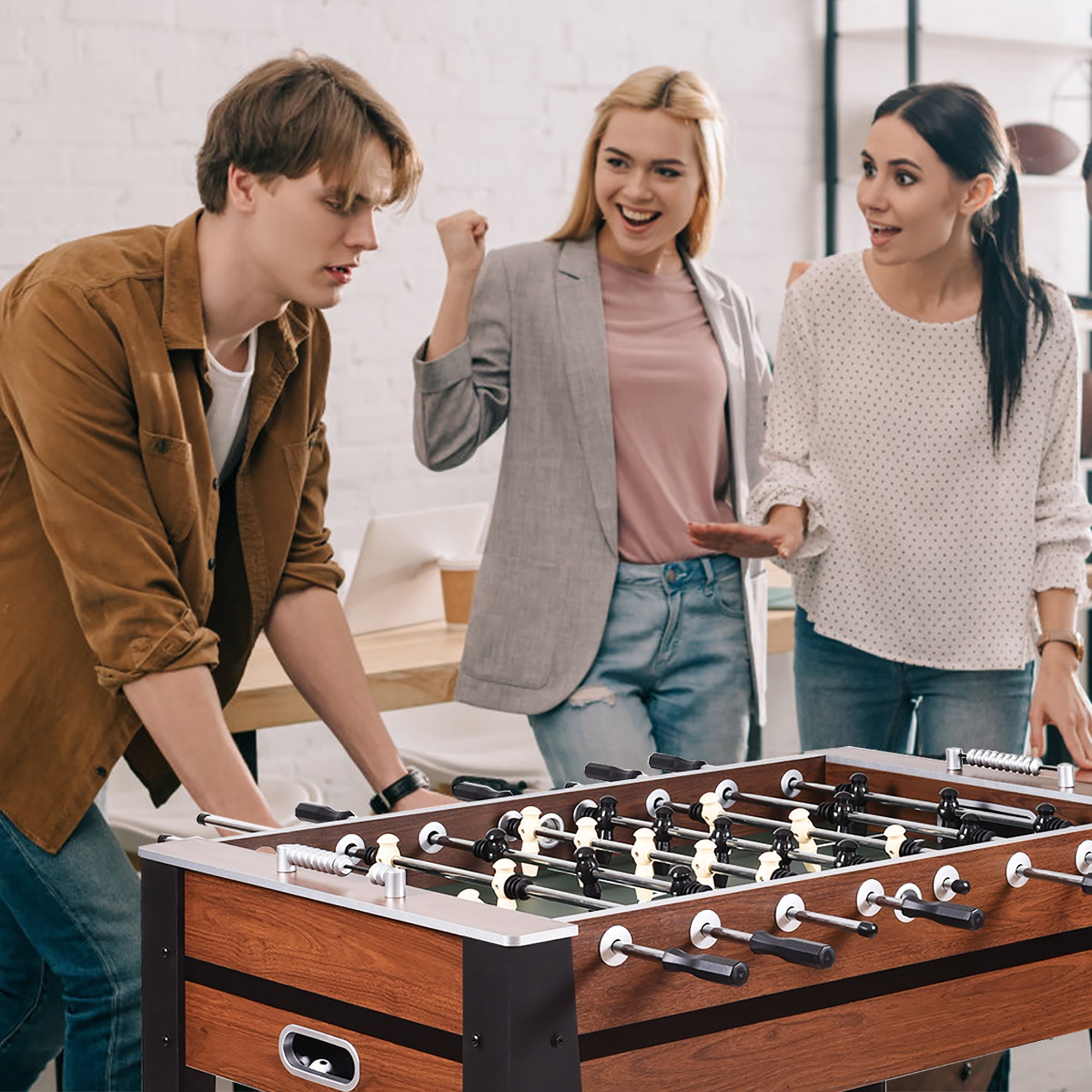 Costway 54'' Foosball Soccer Table Competition Sized Football Arcade Indoor Game Room - Image 7