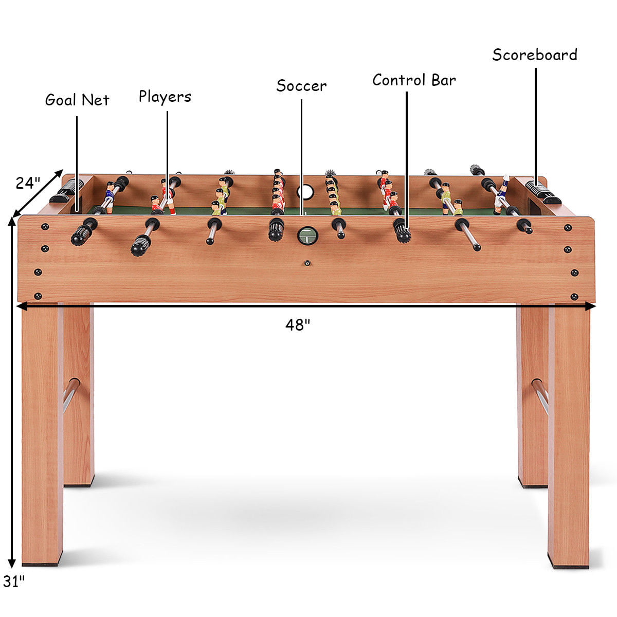 Costway 48'' Foosball Table Competition Game Soccer Arcade Sized Football Sports Indoor - Image 6