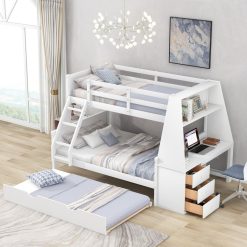 Alternative view of High-quality materials Twin over Full Bunk Bed Three Storage Drawers and Shelf