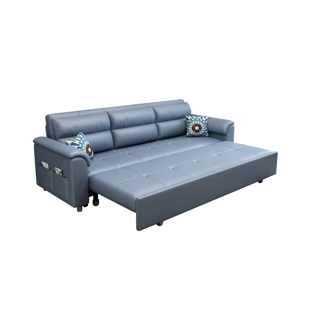 74″ Blue Full Sleeper Convertible Sofa with Storage & Pockets Sofa Bed - Image 9