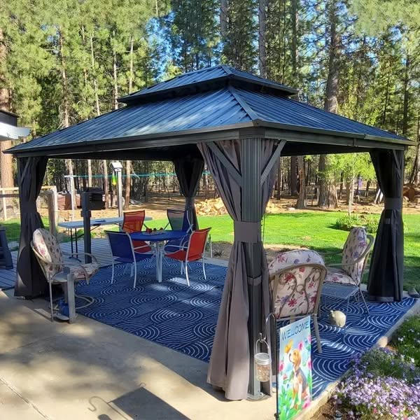 LEAF 12' X 12' Outdoor Hardtop Gazebo for Patio All Weather Aluminum Metal Roof Backyard Pavilion - Image 2