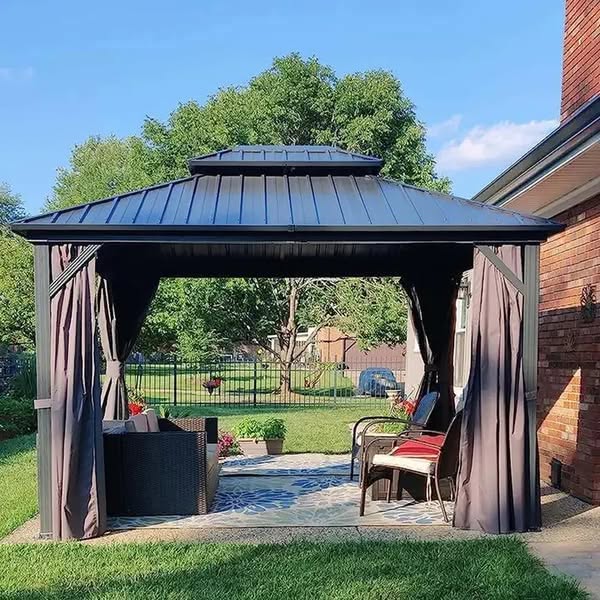 LEAF 12' X 12' Outdoor Hardtop Gazebo for Patio All Weather Aluminum Metal Roof Backyard Pavilion - Image 4