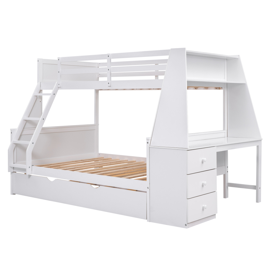 High-quality materials Twin over Full Bunk Bed Three Storage Drawers and Shelf - Image 7