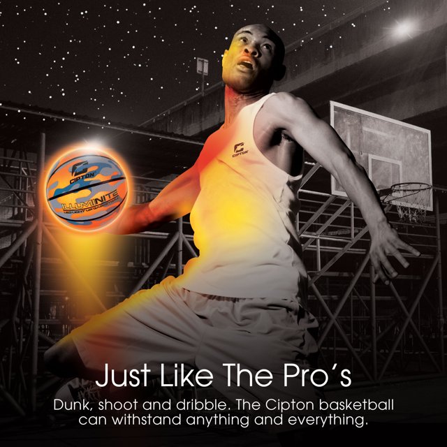 Cipton Basketball Light Up Rubber Basketball Official Size Ball 29.5 Inch - Image 2