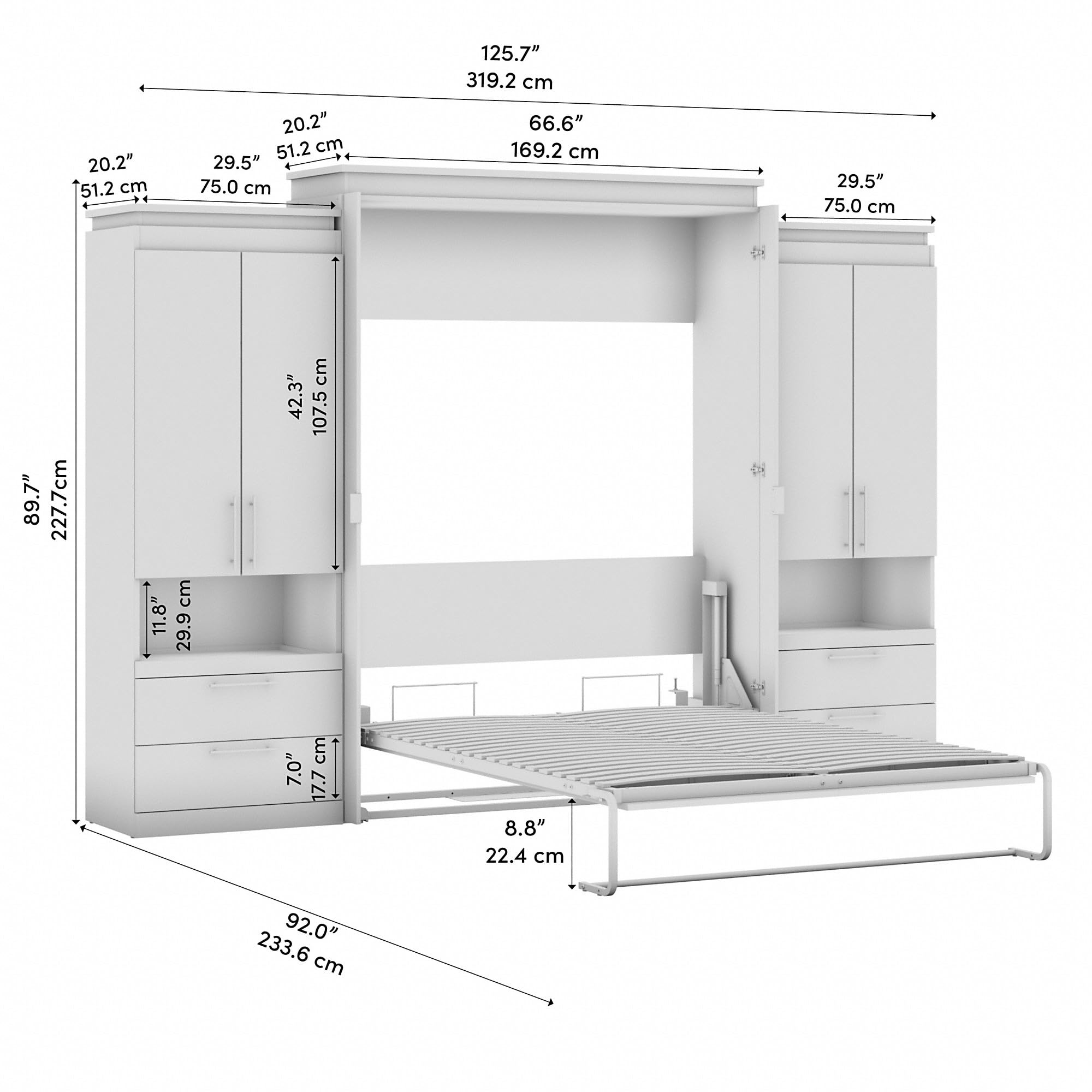 Bestar Orion Queen Murphy Bed with Storage Cabinets - Image 9