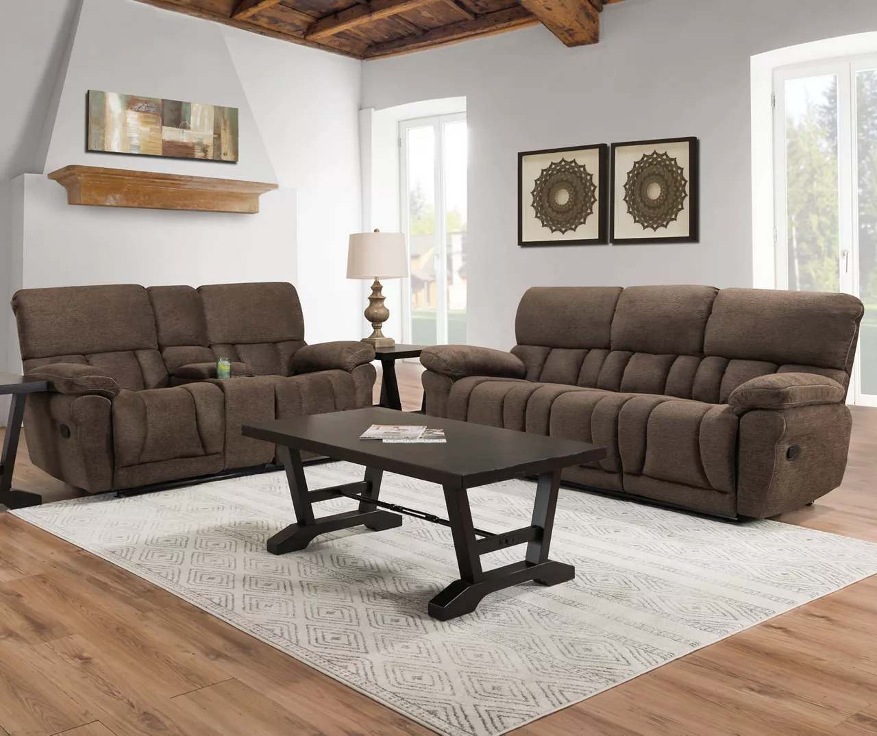 Stonehill Chocolate Brown Reclining Console Loveseat - Image 3