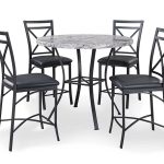 Faux Marble 5-Piece Pub Dining Set