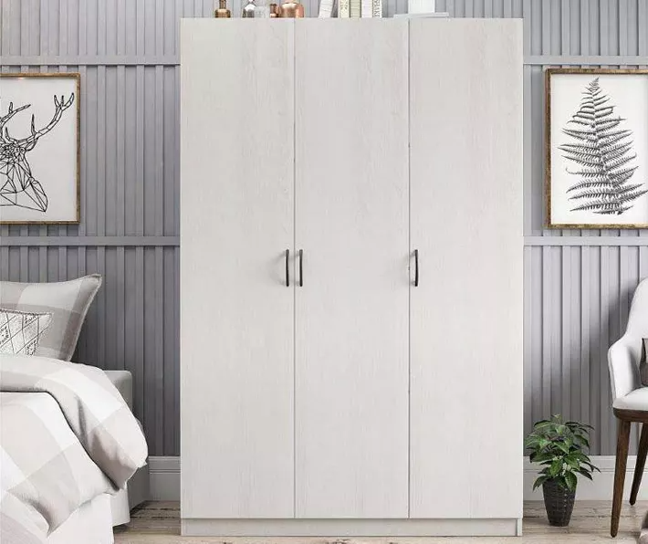 Ivory Oak 3-Door Storage Wardrobe - Image 2