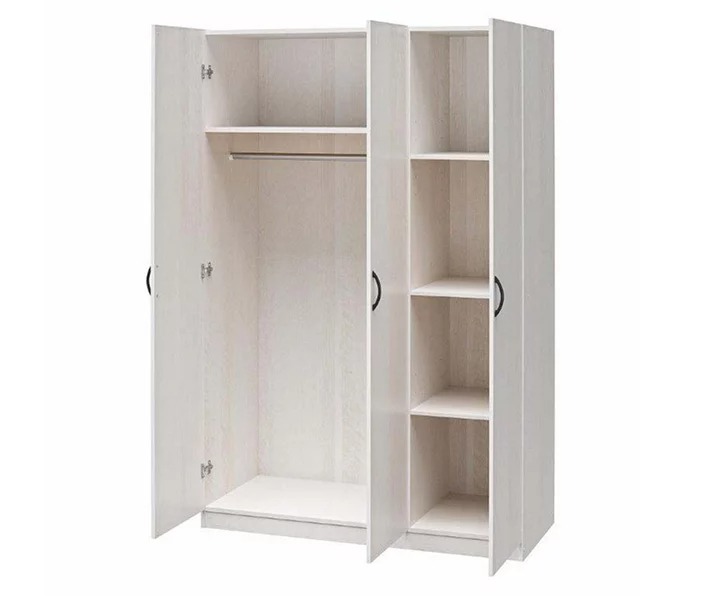 Ivory Oak 3-Door Storage Wardrobe - Image 4