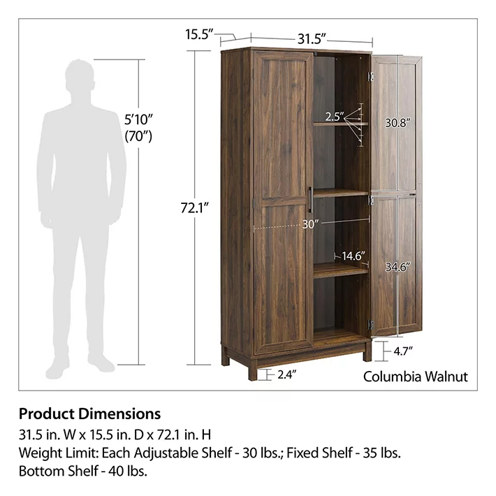 Seven Hills Columbia Walnut 2-Door Storage Cabinet - Image 8