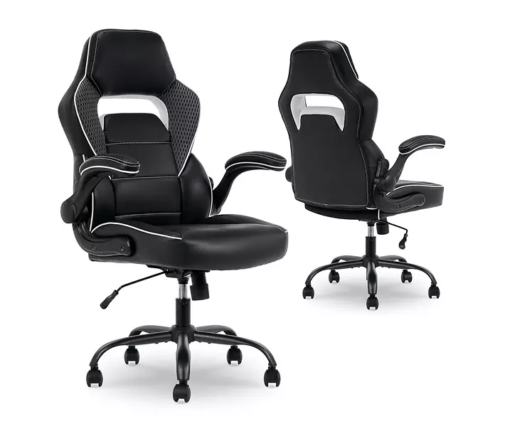 White & Black Faux Leather Gaming Chair - Image 3