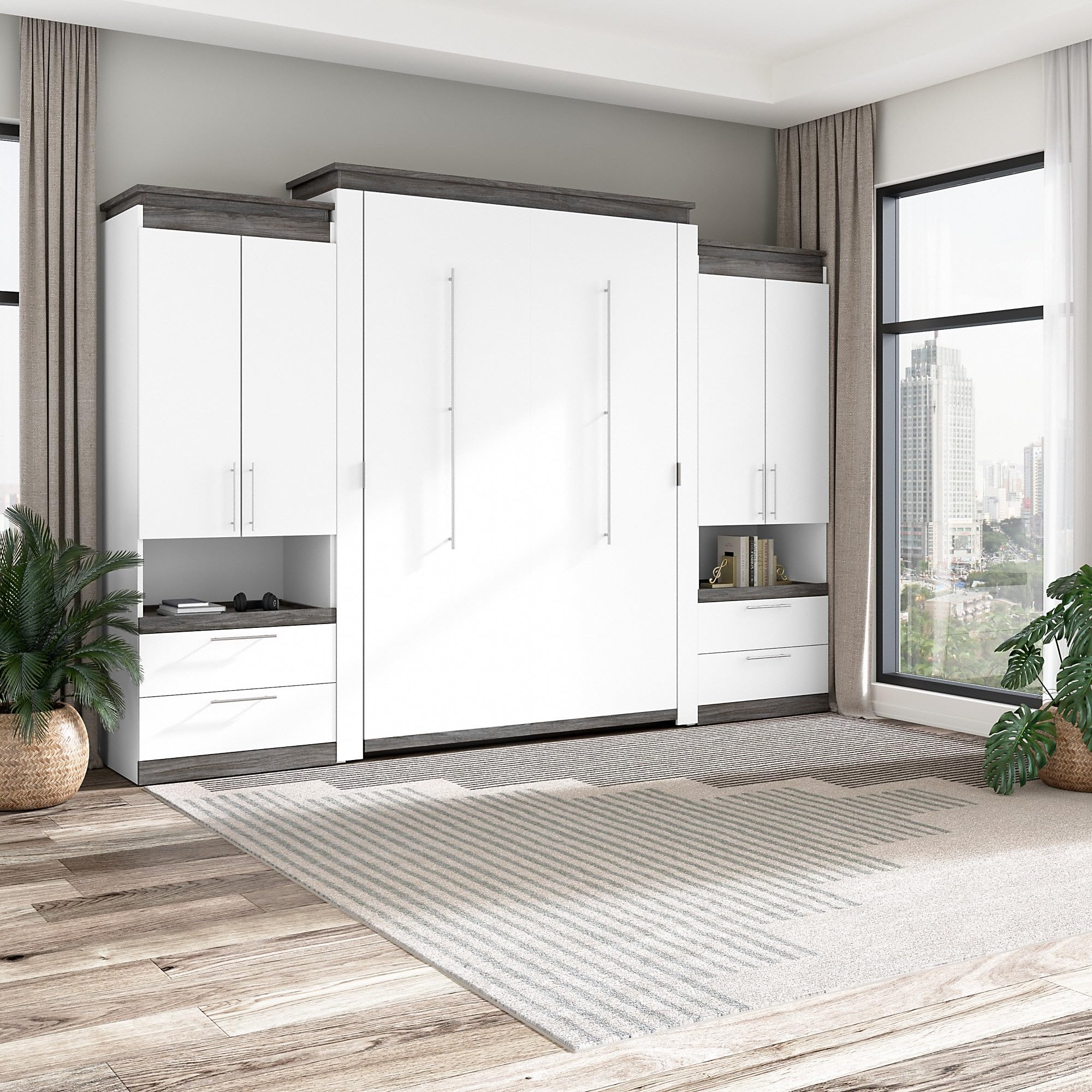 Bestar Orion Queen Murphy Bed with Storage Cabinets - Image 4