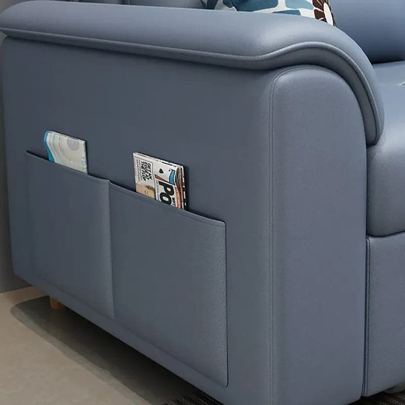 74″ Blue Full Sleeper Convertible Sofa with Storage & Pockets Sofa Bed - Image 6