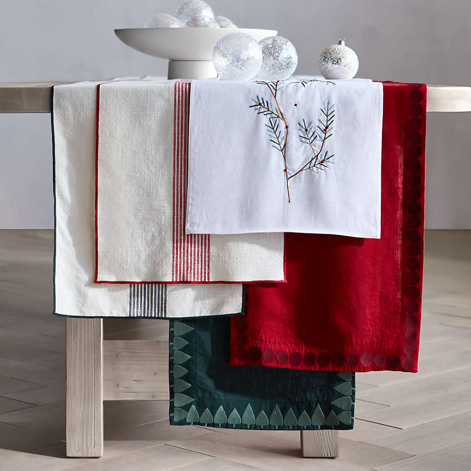 Red-Striped Organic Cotton Table Runner 90" - Image 2