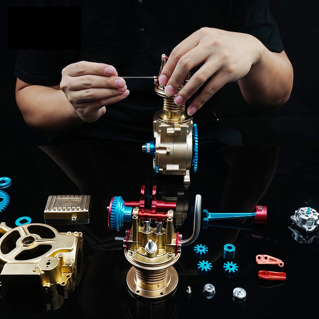 Car Engine Assembly Kit Single-cylinder Engine Build Kit Gift Toy for Collection - Image 5