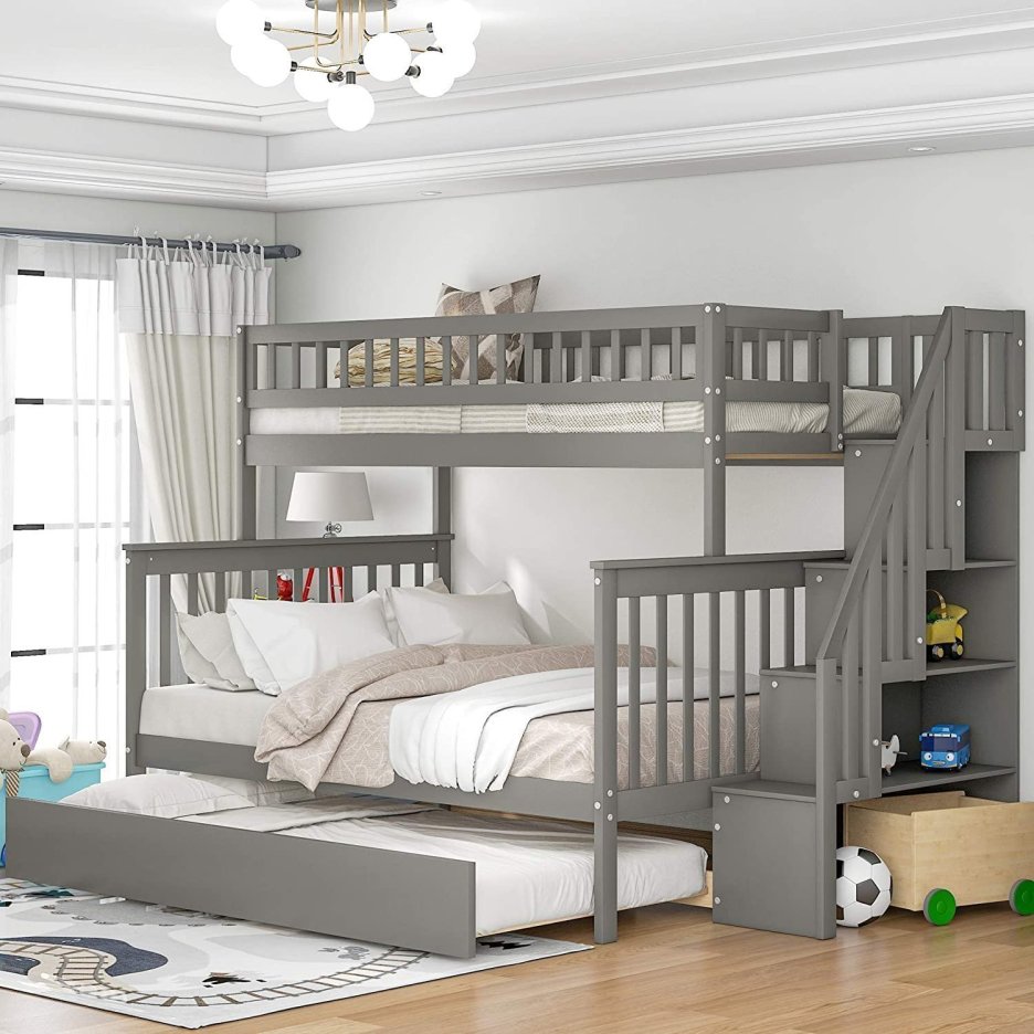 weekend-sale-twin-over-full-bunk-bed-with-drawer4-storage-and-guard-rail - Image 5