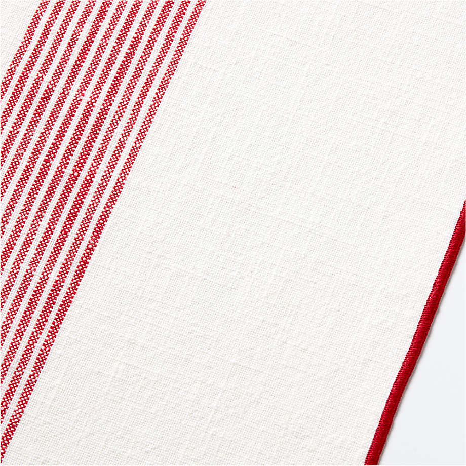 Red-Striped Organic Cotton Table Runner 90" - Image 3