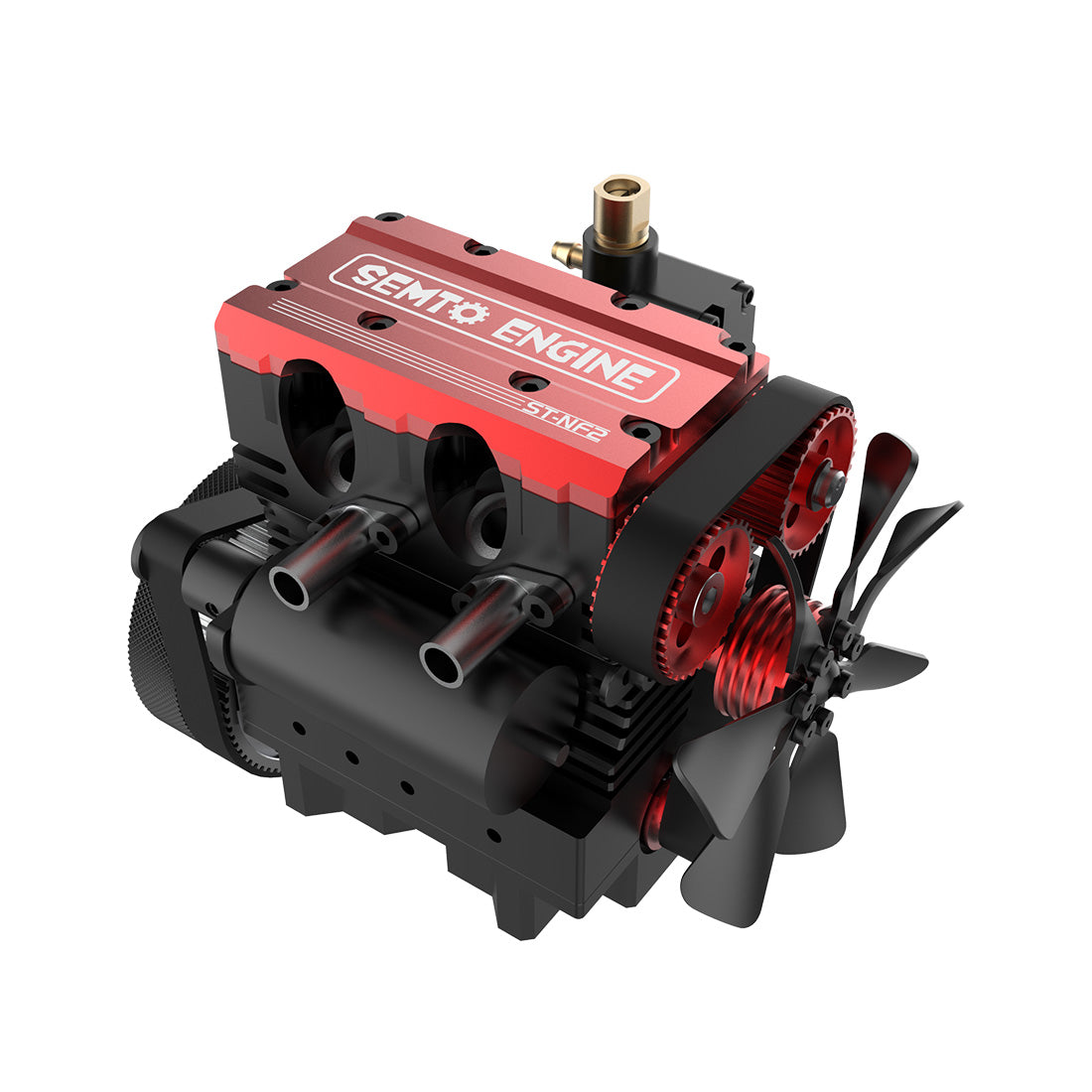 SEMTO ST-NF2 Engine 7cc SOHC Inline 2 Cylinders 4 Stroke Air Cooled Nitro Engine Model Kit - Build Your Own Engine that Works - Image 6