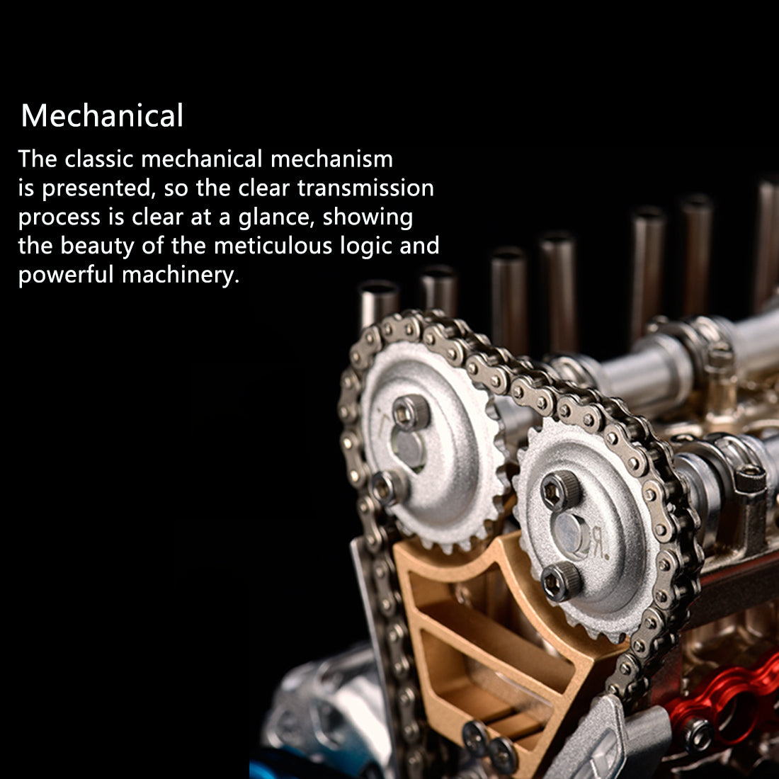 TECHING L4 Engine Model Kit that Works - Build Your Own Engine - Full Metal 4 Cylinder Car Engine Kit Car Engine Model - Image 4