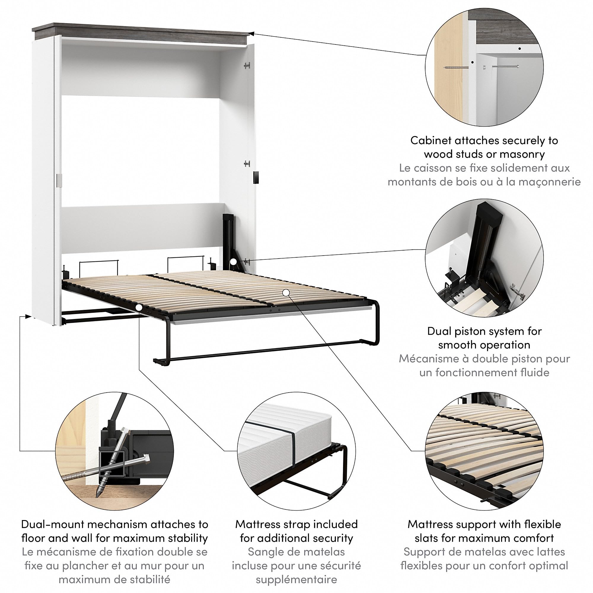 Bestar Orion Queen Murphy Bed, Sleeping Arrangement for Multipurpose Room - Image 9