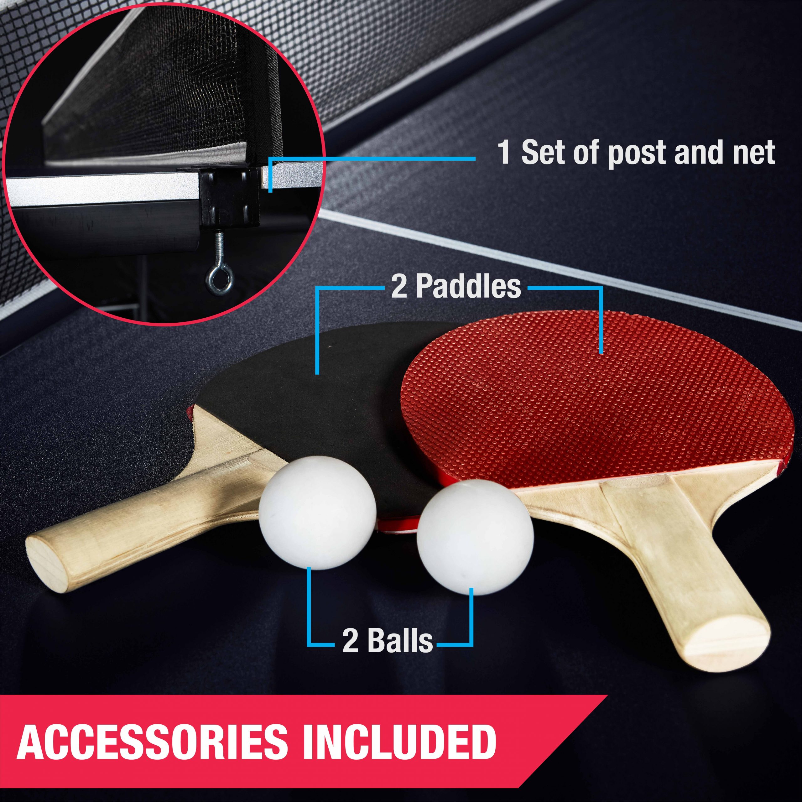 MD Sports Official Size 15 mm 4 Piece Indoor Table Tennis, Accessories Included - Image 2