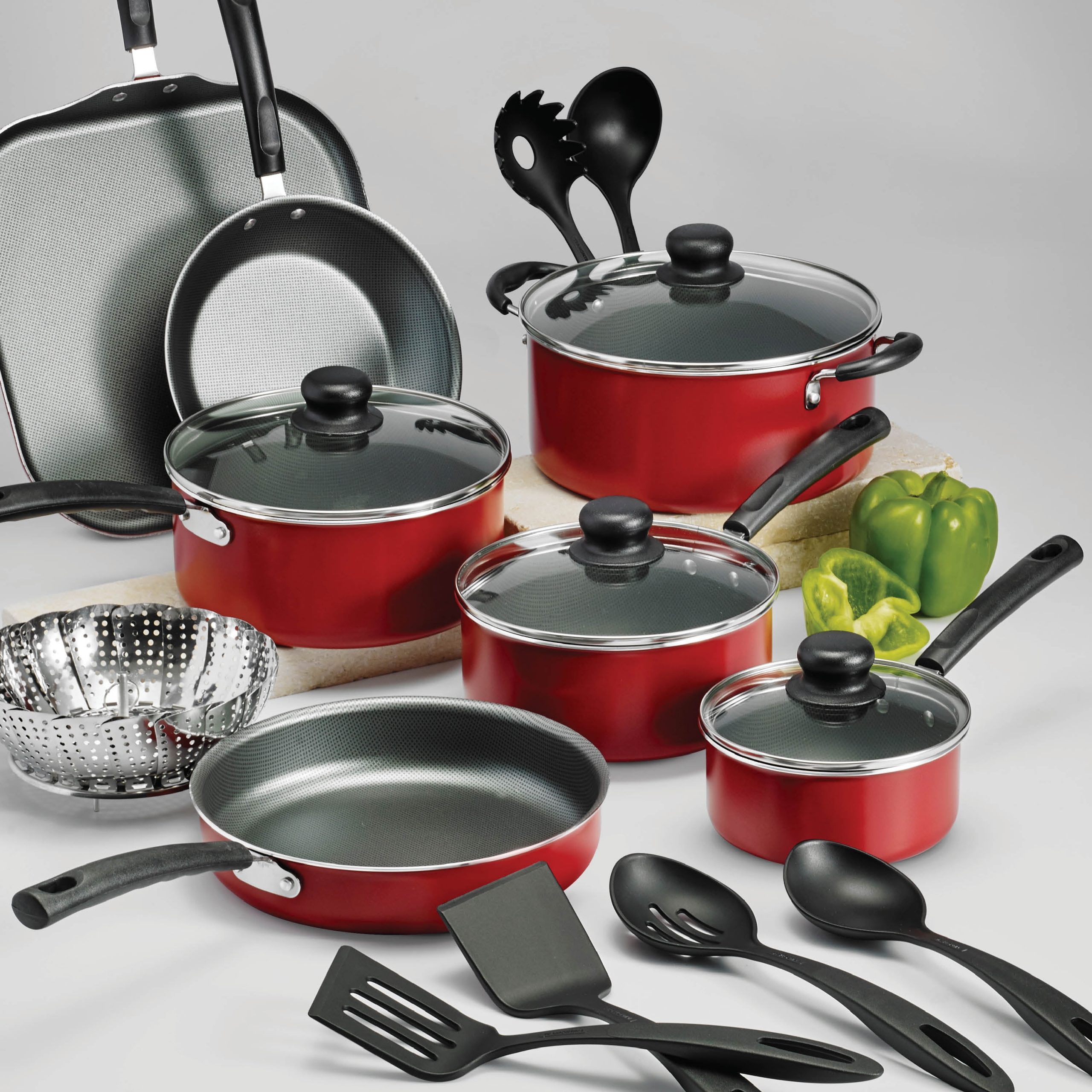 Tramontina Primaware 18 Piece Non-stick Cookware Set, Red - Image 4