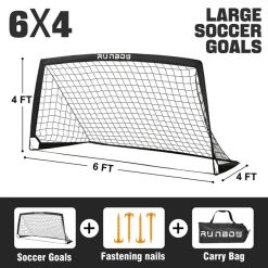 Alternative view of RUNBOW 6x4ft Portable Kids Soccer Goal for Backyard Goals Foldable Soccer Net with