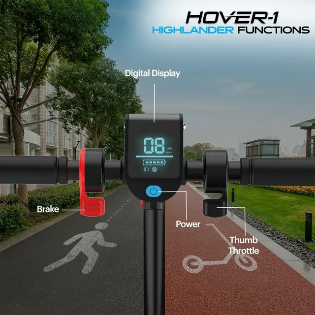 Hover-1 Highlander Foldable Electric Scooter with 250W Motor, 15 mph Max Speed, and 9 Miles Max Range - Image 3