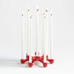 Holiday Red Taper Candle Holder Centerpiece