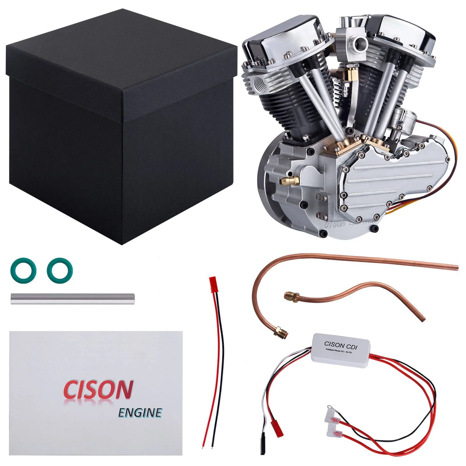 CISON FG-VT9 9cc V2 Two-Cylinder Four-Stroke Air-cooling Gasoline Motorcycle Engine with Base Air Filter Set - Image 6