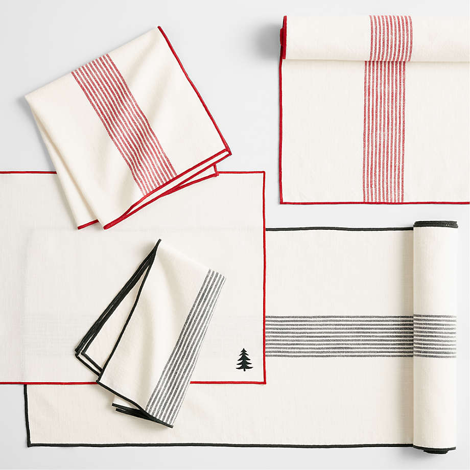 Red-Striped Organic Cotton Table Runner 90" - Image 4